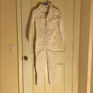 White aviator style jumpsuit